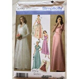 Simplicity 4270 Women's Vintage Evening Dresses 2 Lengths Size 16-18-20-22-24‎